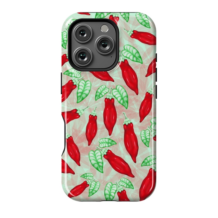 iPhone 16 Pro StrongFit Red Hot Chilli Pepper Pattern Food Art by BluedarkArt