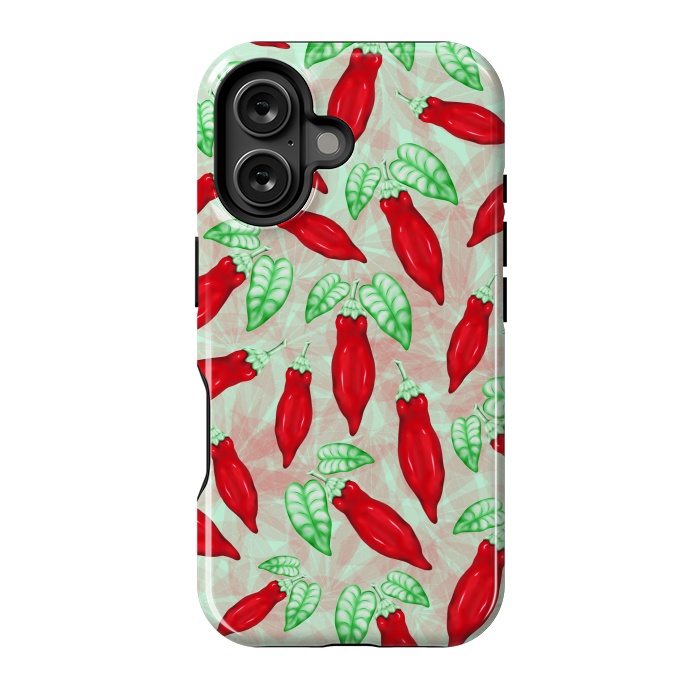 iPhone 16 StrongFit Red Hot Chilli Pepper Pattern Food Art by BluedarkArt