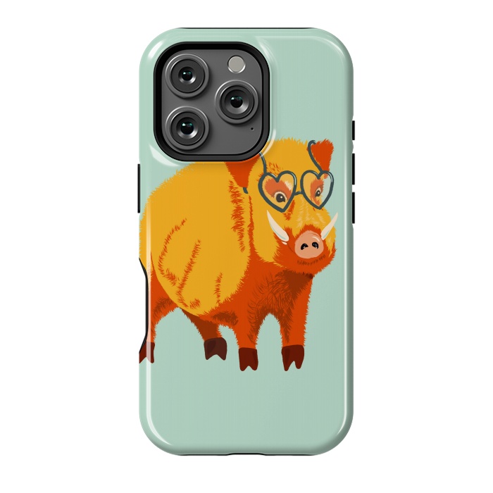 iPhone 16 Pro StrongFit Cute Boar Pig With Glasses  by Boriana Giormova