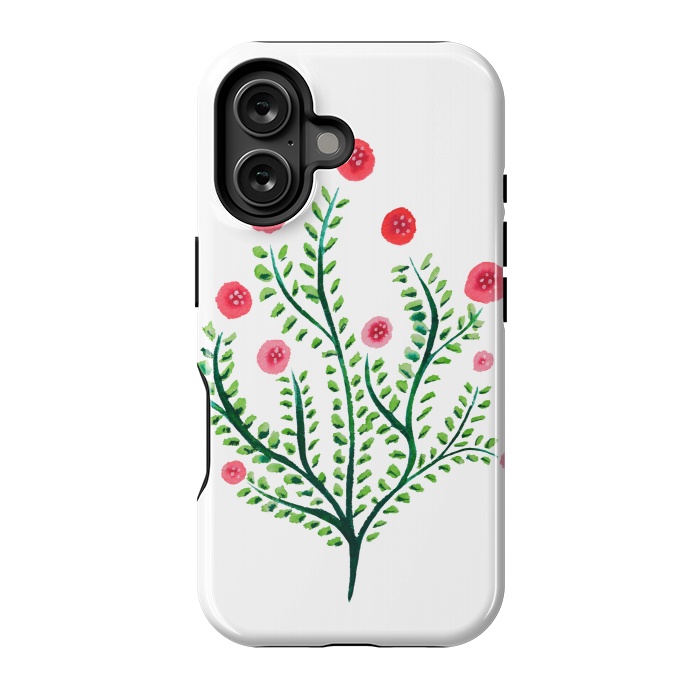 iPhone 16 StrongFit Spring Plant In Pink And Green by Boriana Giormova