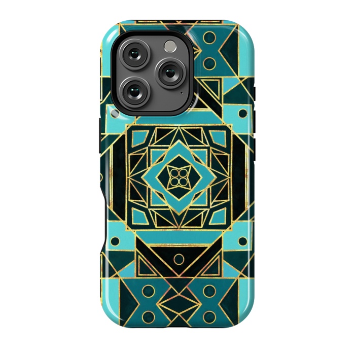 iPhone 16 Pro StrongFit Gold & Teal Art Deco  by Tigatiga