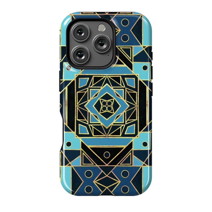 iPhone 16 Pro StrongFit Navy & Gold Art Deco  by Tigatiga