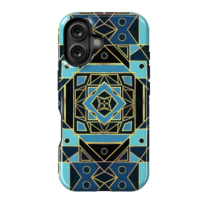 iPhone 16 StrongFit Navy & Gold Art Deco  by Tigatiga