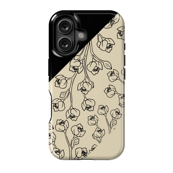 iPhone 16 StrongFit floral offwhite pattern by MALLIKA