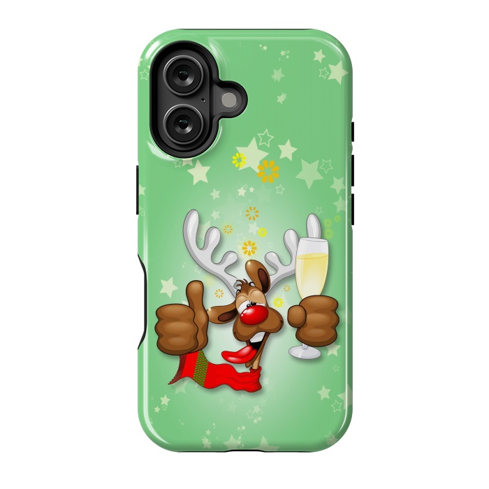 iPhone 16 StrongFit Reindeer Drunk Funny Christmas Character by BluedarkArt