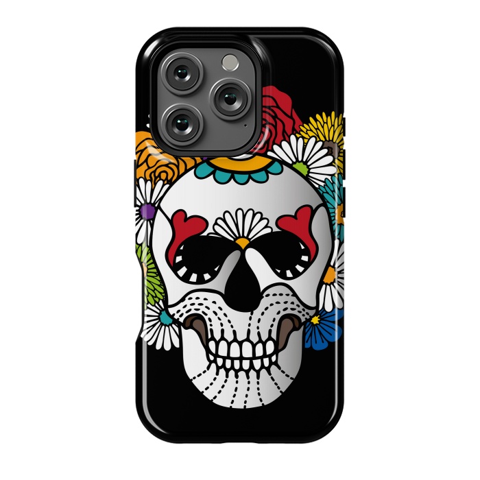 iPhone 16 Pro StrongFit Dark Curly Sugar Skull by Majoih