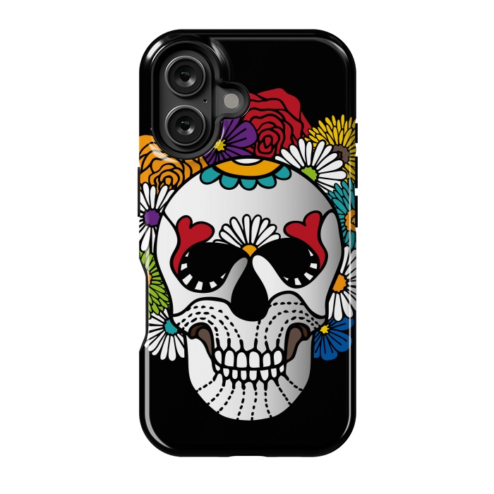 iPhone 16 StrongFit Dark Curly Sugar Skull by Majoih