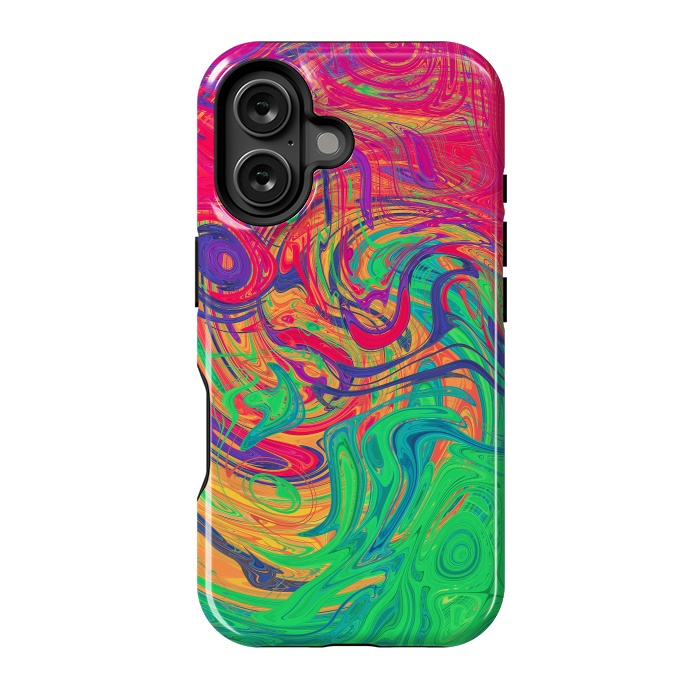 iPhone 16 StrongFit Abstract Multicolored Waves by Art Design Works