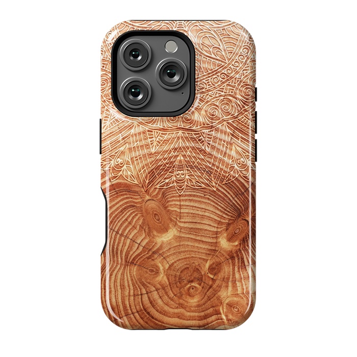 iPhone 16 Pro StrongFit Mandala Wood I by Art Design Works