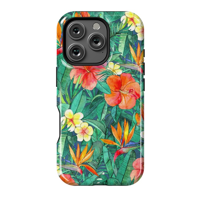 iPhone 16 Pro StrongFit Classic Tropical Garden in Watercolor by Micklyn Le Feuvre