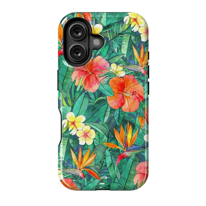 iPhone 16 StrongFit Classic Tropical Garden in Watercolor by Micklyn Le Feuvre