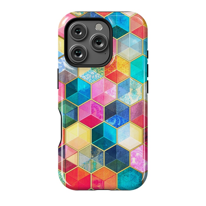 iPhone 16 Pro StrongFit Crystal Bohemian Honeycomb Cubes by Micklyn Le Feuvre