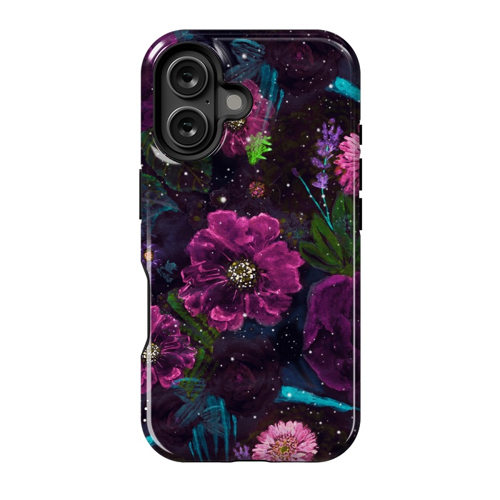 iPhone 16 StrongFit Whimsical Watercolor night garden floral hand paint  by InovArts