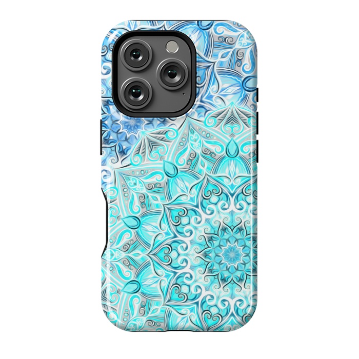 iPhone 16 Pro StrongFit Frosted Mandalas in Aqua and Blue by Micklyn Le Feuvre