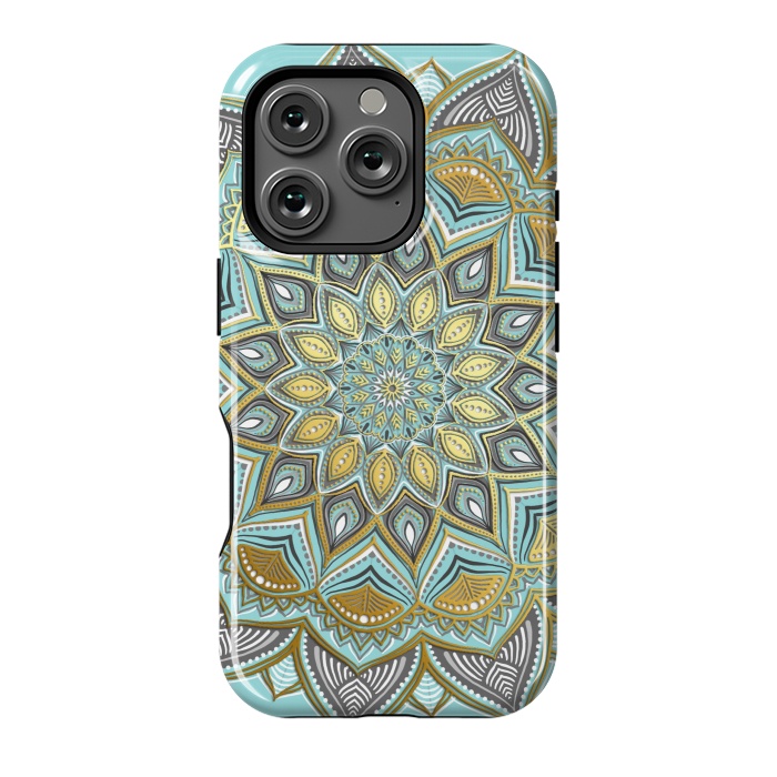 iPhone 16 Pro StrongFit Sunny Skies Gilded Lace Medallion by Micklyn Le Feuvre