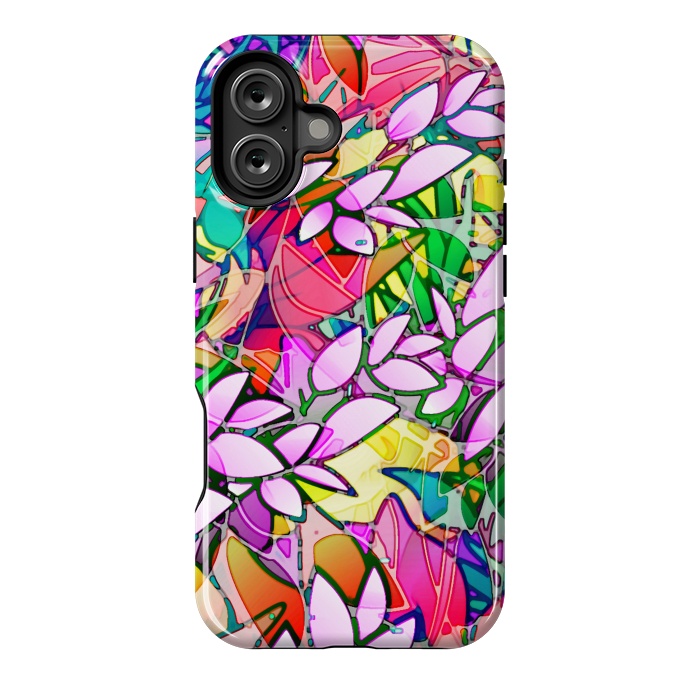 iPhone 16 Plus StrongFit Grunge Art Floral Abstract G130  by Medusa GraphicArt