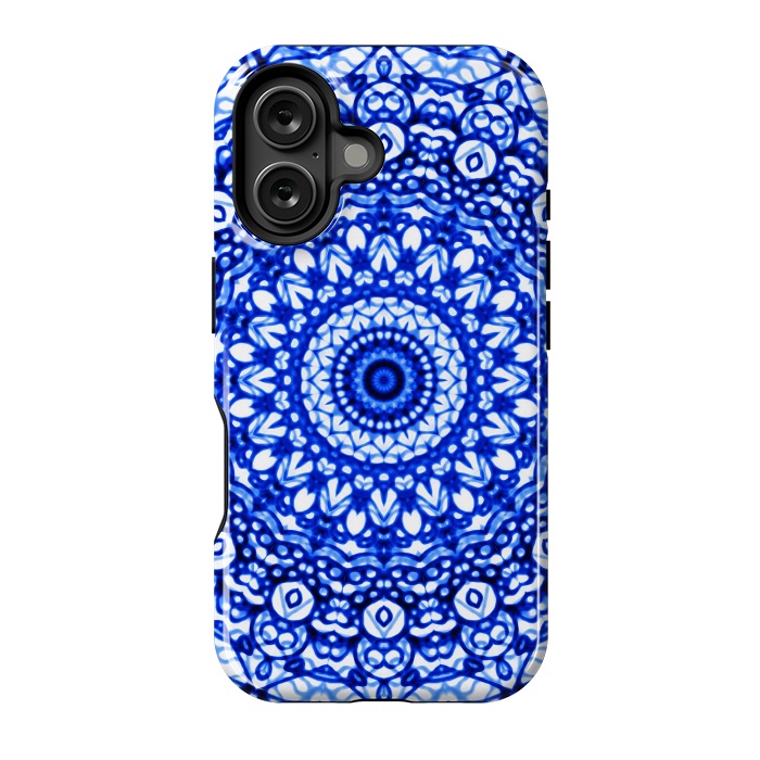 iPhone 16 StrongFit Blue Mandala Mehndi Style G403  by Medusa GraphicArt