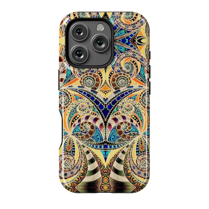 iPhone 16 Pro StrongFit Drawing Floral Zentangle G240 by Medusa GraphicArt