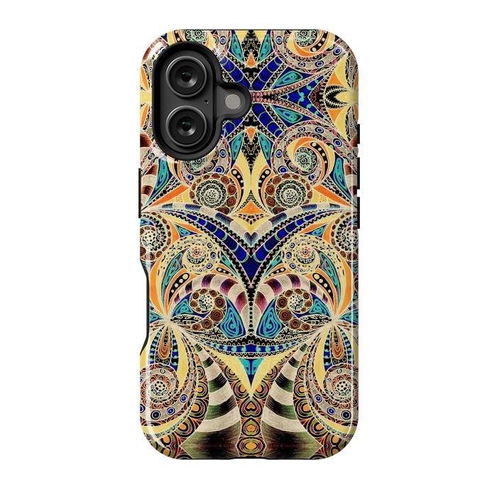 iPhone 16 StrongFit Drawing Floral Zentangle G240 by Medusa GraphicArt