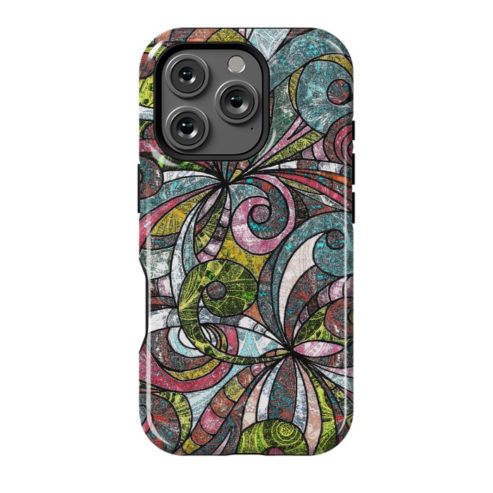 iPhone 16 Pro StrongFit Drawing Floral Zentangle G203 by Medusa GraphicArt