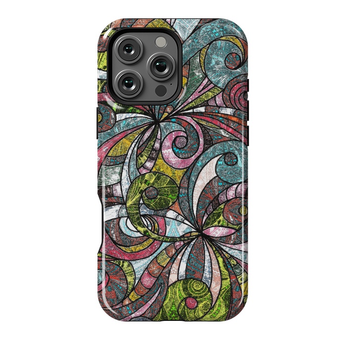 iPhone 16 Pro Max StrongFit Drawing Floral Zentangle G203 by Medusa GraphicArt