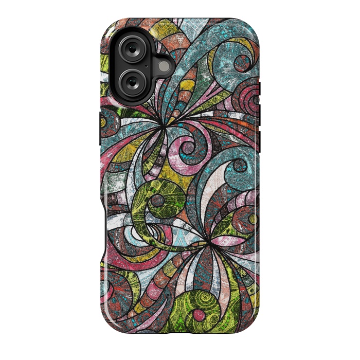 iPhone 16 Plus StrongFit Drawing Floral Zentangle G203 by Medusa GraphicArt