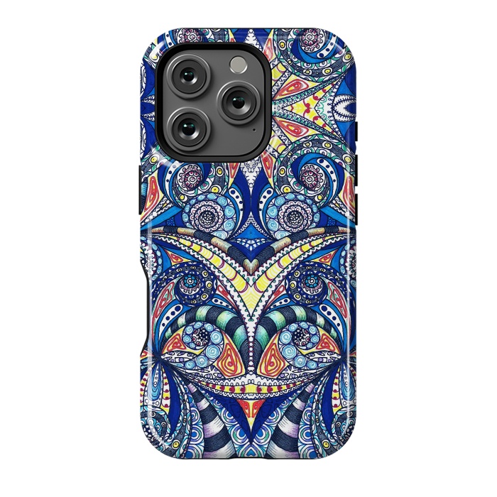 iPhone 16 Pro StrongFit Drawing Floral Zentangle G7B by Medusa GraphicArt