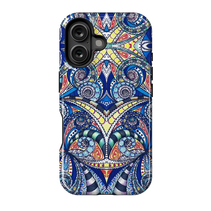 iPhone 16 StrongFit Drawing Floral Zentangle G7B by Medusa GraphicArt