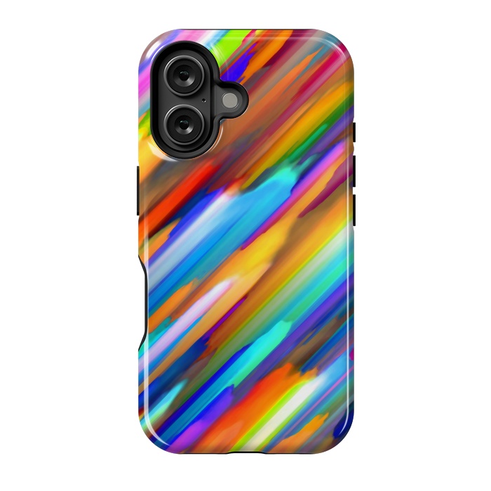 iPhone 16 StrongFit Colorful digital art splashing G391 by Medusa GraphicArt