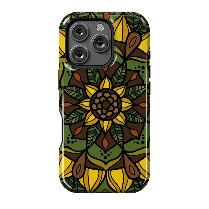 iPhone 16 Pro StrongFit Sunflower Mandala by Majoih