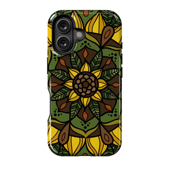 iPhone 16 StrongFit Sunflower Mandala by Majoih