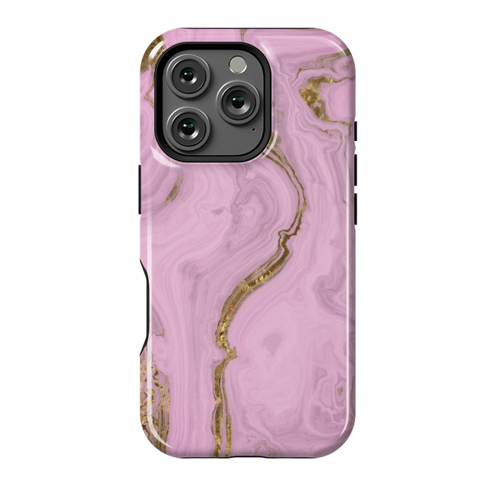 iPhone 16 Pro StrongFit Elegant Pink Marble With Gold 2 by Andrea Haase