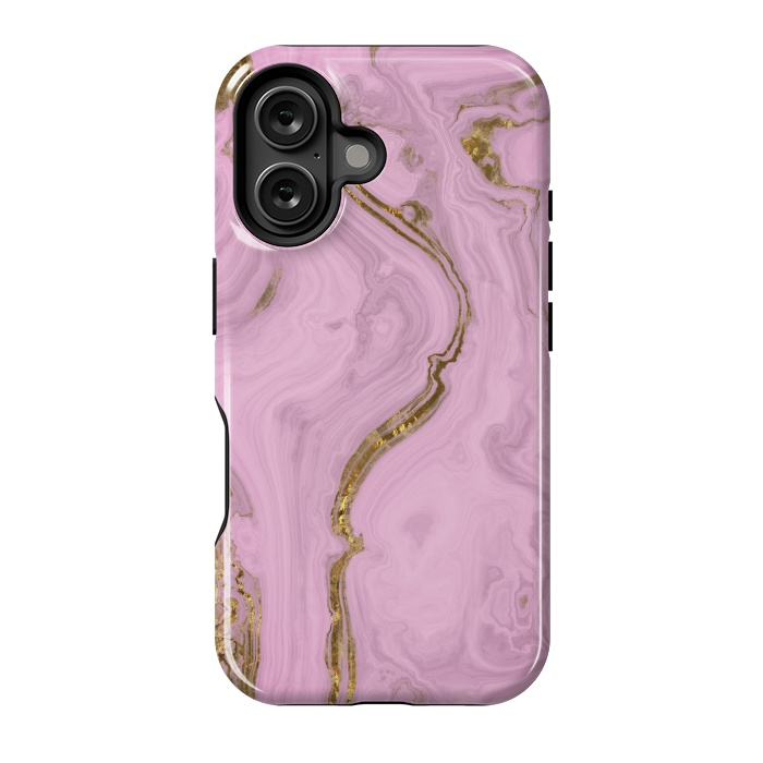 iPhone 16 StrongFit Elegant Pink Marble With Gold 2 by Andrea Haase