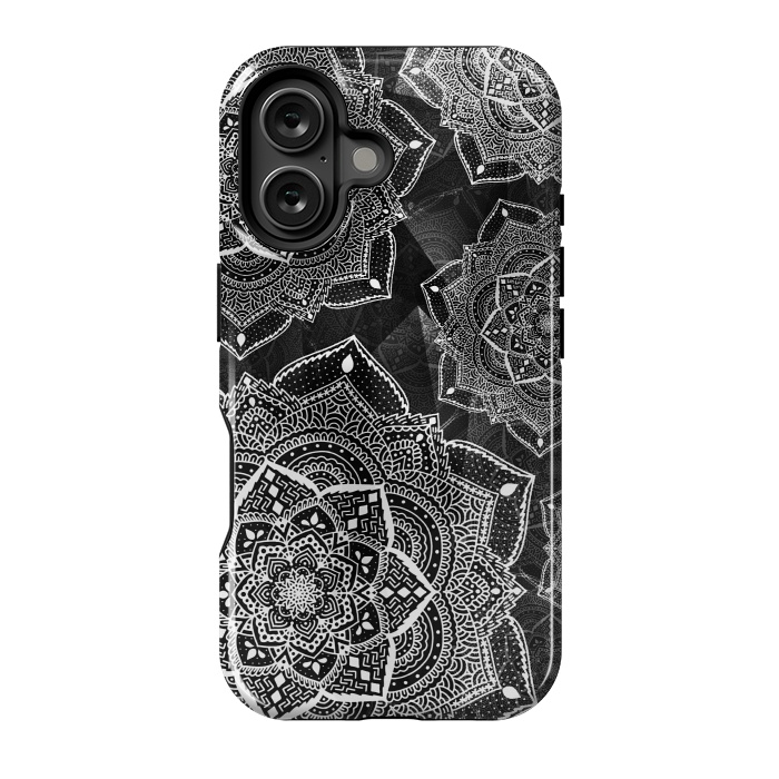 iPhone 16 StrongFit Black mandalas by Jms