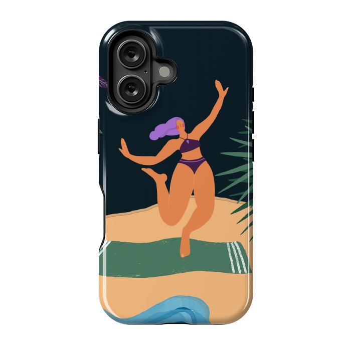 iPhone 16 StrongFit Eve - Dancing Girl at Tropical Jungle Beach by  Utart