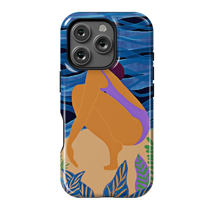 iPhone 16 Pro StrongFit Eve - Girl on Tropical Jungle Beach by  Utart