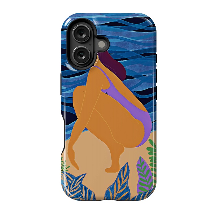 iPhone 16 StrongFit Eve - Girl on Tropical Jungle Beach by  Utart