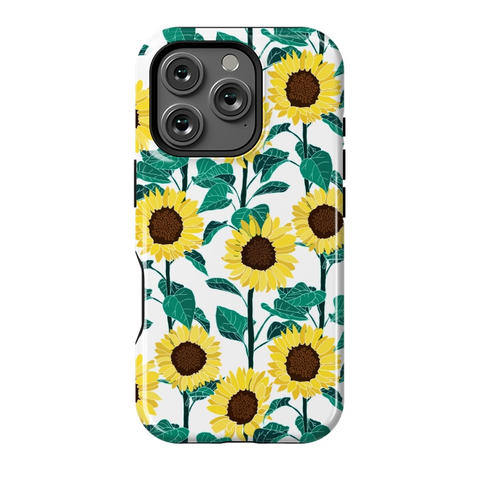 iPhone 16 Pro StrongFit Sunny Sunflowers - White  by Tigatiga