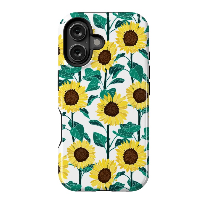 iPhone 16 StrongFit Sunny Sunflowers - White  by Tigatiga