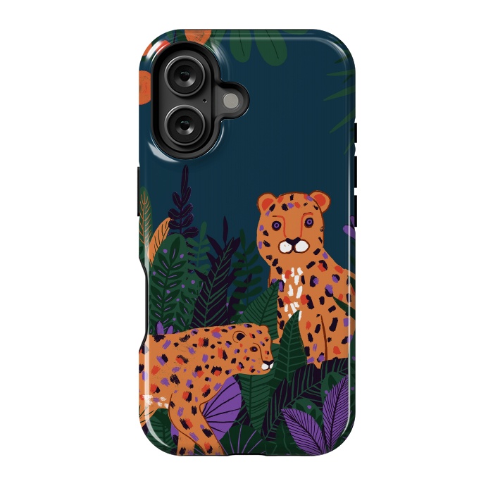 iPhone 16 StrongFit Two Cheetahs in Tropical Jungle by  Utart