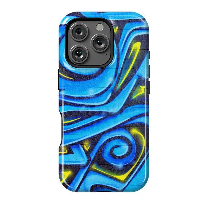 iPhone 16 Pro StrongFit Blue Yellow Graffiti by Andrea Haase