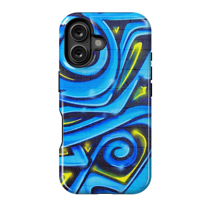 iPhone 16 StrongFit Blue Yellow Graffiti by Andrea Haase