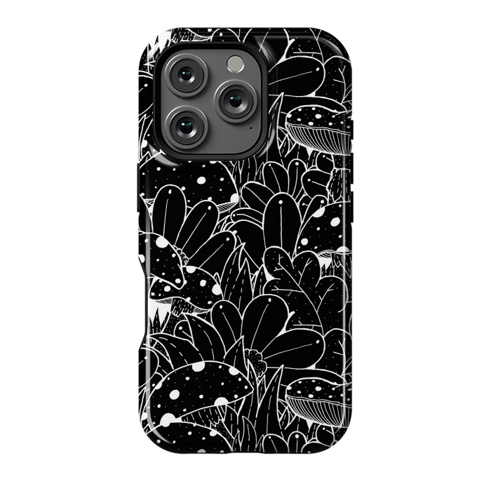 iPhone 16 Pro StrongFit Black and white autumn pattern by Steve Wade (Swade)