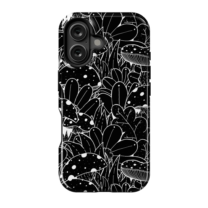 iPhone 16 StrongFit Black and white autumn pattern by Steve Wade (Swade)