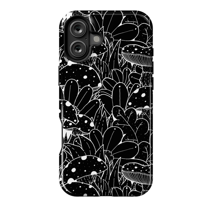 iPhone 16 Plus StrongFit Black and white autumn pattern by Steve Wade (Swade)