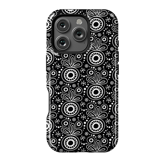 iPhone 16 Pro StrongFit Abstract Doodle Pattern Black by Majoih