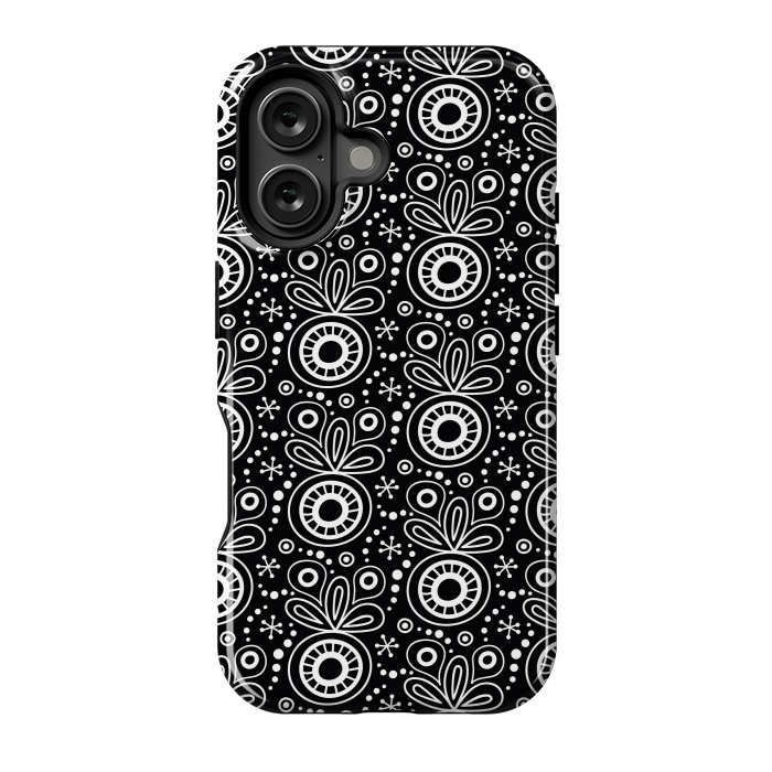 iPhone 16 StrongFit Abstract Doodle Pattern Black by Majoih