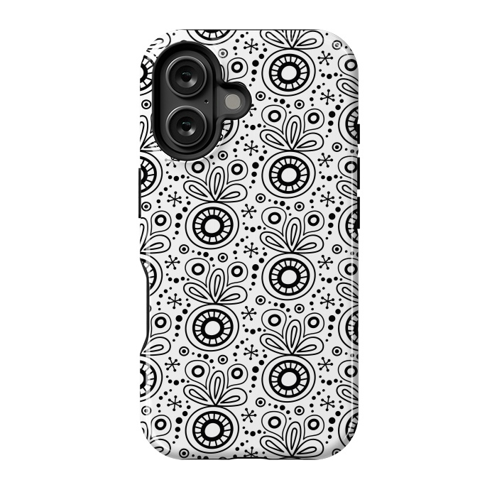 iPhone 16 StrongFit Abstract Doodle Pattern White by Majoih