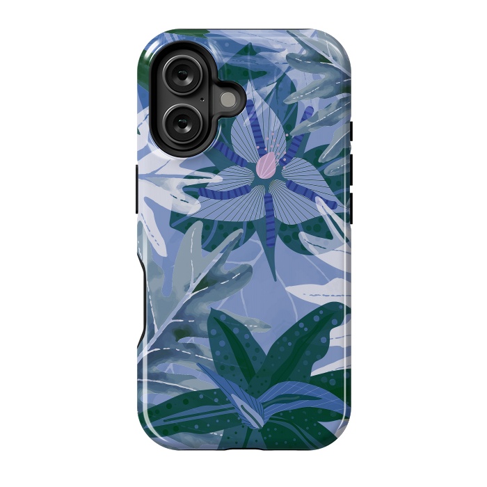 iPhone 16 StrongFit Blue Purple Aloha Tropical Jungle  by  Utart