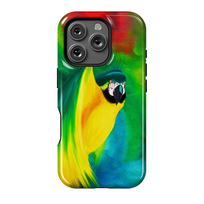 iPhone 16 Pro StrongFit Macaw Parrot Ara Oil on Canvas Painting  by BluedarkArt